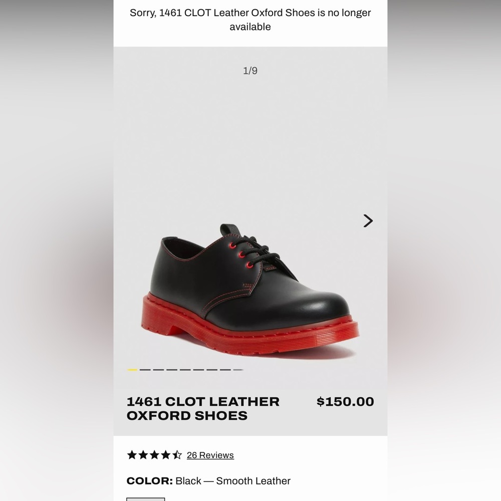 Dr Martens 1461 CLOT LEATHER OXFORD SHOES - sz. 10M